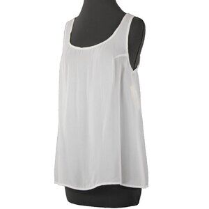 TAS $110 Sz S White Sheer Sleeveless Basic Tank 100% Rayon Top